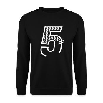 Nummer 5 Sporttrikot 5. Geburtstag - Unisex Pullover - Schwarz - Vorne - Alina (178cm) & Michal (187cm)