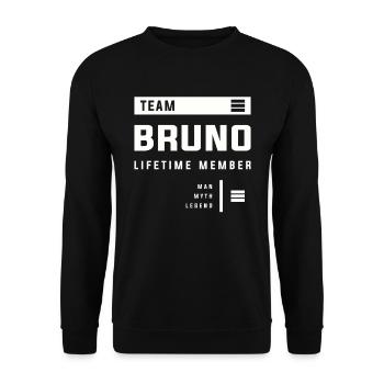 Équipe Bruno Membre à vie Prénom drôle Bruno - Sweat-shirt Unisexe - noir - Devant - Alina (178cm) & Michal (187cm)