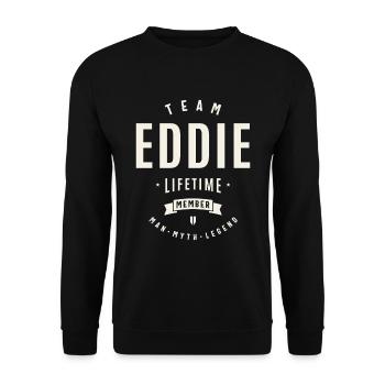 Team Eddie Lebenslanges Mitglied Lustiger Name Eddie - Unisex Pullover - Schwarz - Vorne - Alina (178cm) & Michal (187cm)
