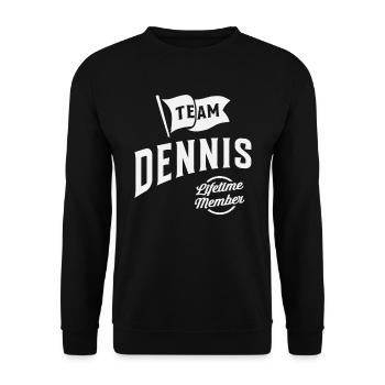 Team Dennis Lifetime Member Name Dennis - Unisex Sweatshirt - black - Front - Alina (178cm) & Michal (187cm)
