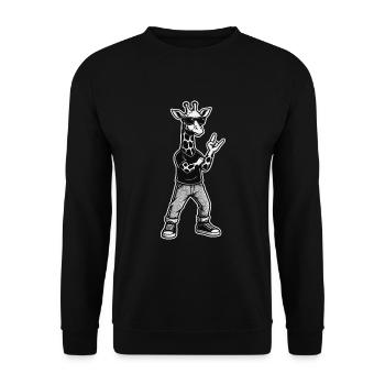 Coole Giraffe Style - Unisex Pullover - Schwarz - Vorne - Alina (178cm) & Michal (187cm)