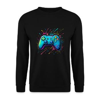 Colored Splash Gamer Controller - Unisex Sweatshirt - black - Front - Alina (178cm) & Michal (187cm)