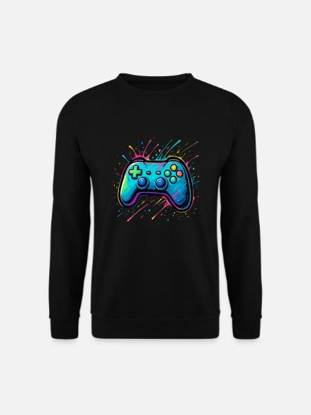 Farbiger Splash Gamer Controller - Unisex Pullover - Schwarz