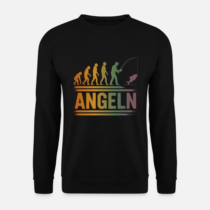Evolution zum Angler - Unisex Pullover - Schwarz
