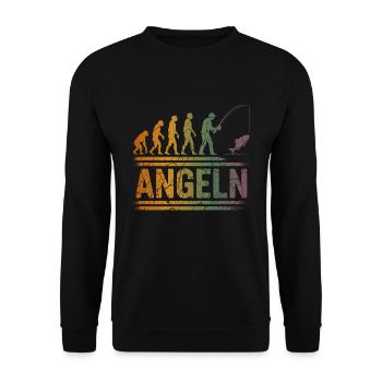 Evolution to an angler - Unisex Sweatshirt - black - Front - Alina (178cm) & Michal (187cm)
