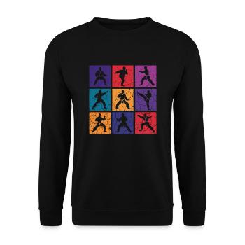 Karate Pop Art – 9 Fighters Retro - Unisex Sweatshirt - black - Front - Alina (178cm) & Michal (187cm)