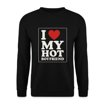 I Love My Hot Boyfriend - Unisex Pullover - Schwarz - Vorne - Alina (178cm) & Michal (187cm)