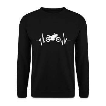 Heartbeat Motorcyclist Design – Pulse of the Road - Unisex Sweatshirt - black - Front - Alina (178cm) & Michal (187cm)