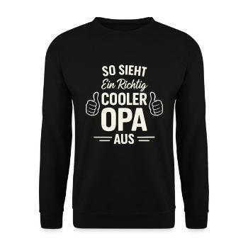So sieht ein richtig cooler Opa aus – Opa Geschenk - Unisex Pullover - Schwarz - Vorne - Alina (178cm) & Michal (187cm)