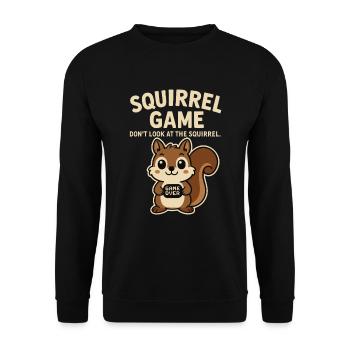Eichhörnchen Lustiger Spruch game over - Unisex Pullover - Schwarz - Vorne - Alina (178cm) & Michal (187cm)