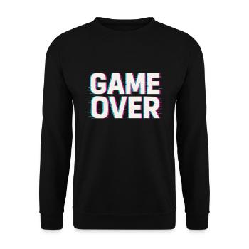 Game Over – Glitch Effekt - Unisex Pullover - Schwarz - Vorne - Alina (178cm) & Michal (187cm)