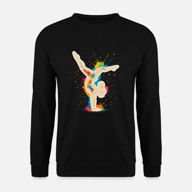 Turnerin Handstand – Buntes Farbklecks Design - Unisex Pullover - Schwarz