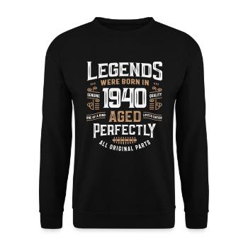 Legenden Jahrgang 1940 85. Geburtstag 85 Jahre alt - Unisex Pullover - Schwarz - Vorne - Alina (178cm) & Michal (187cm)