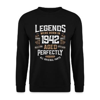 Legenden Jahrgang 1942 83. Geburtstag 83 Jahre alt - Unisex Pullover - Schwarz - Vorne - Alina (178cm) & Michal (187cm)