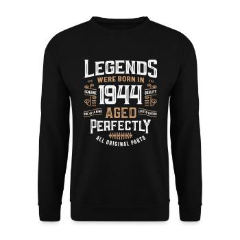 Legenden Jahrgang 1944 81. Geburtstag 81 Jahre alt - Unisex Pullover - Schwarz - Vorne - Alina (178cm) & Michal (187cm)