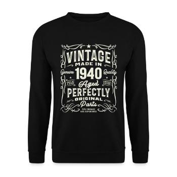 Jahrgang 1940 85. Geburtstag 85 Jahre alt - Unisex Pullover - Schwarz - Vorne - Alina (178cm) & Michal (187cm)