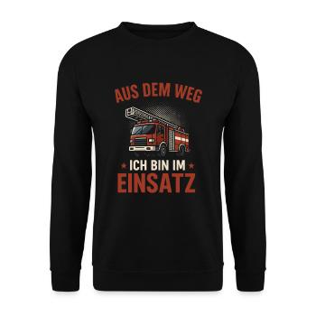 Fire Brigade - Out of the Way - I'm on Action - Unisex Sweatshirt - black - Front - Alina (178cm) & Michal (187cm)