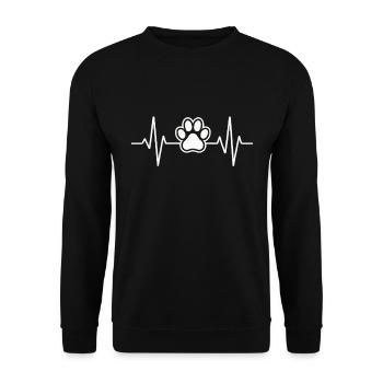 Battement de cœur avec une patte – l’amour des animaux - Sweat-shirt Unisexe - noir - Devant - Alina (178cm) & Michal (187cm)