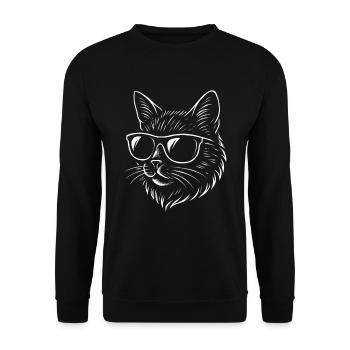 Cool cat with sunglasses - Unisex Sweatshirt - black - Front - Alina (178cm) & Michal (187cm)