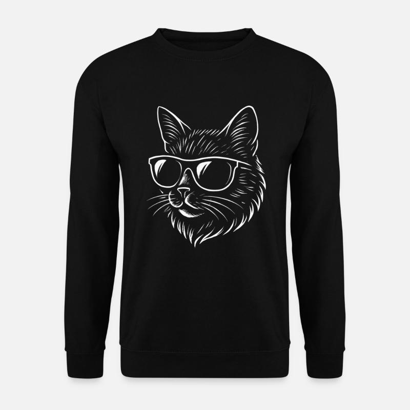 Coole Katze mit Sonnenbrille - Unisex Pullover - Schwarz