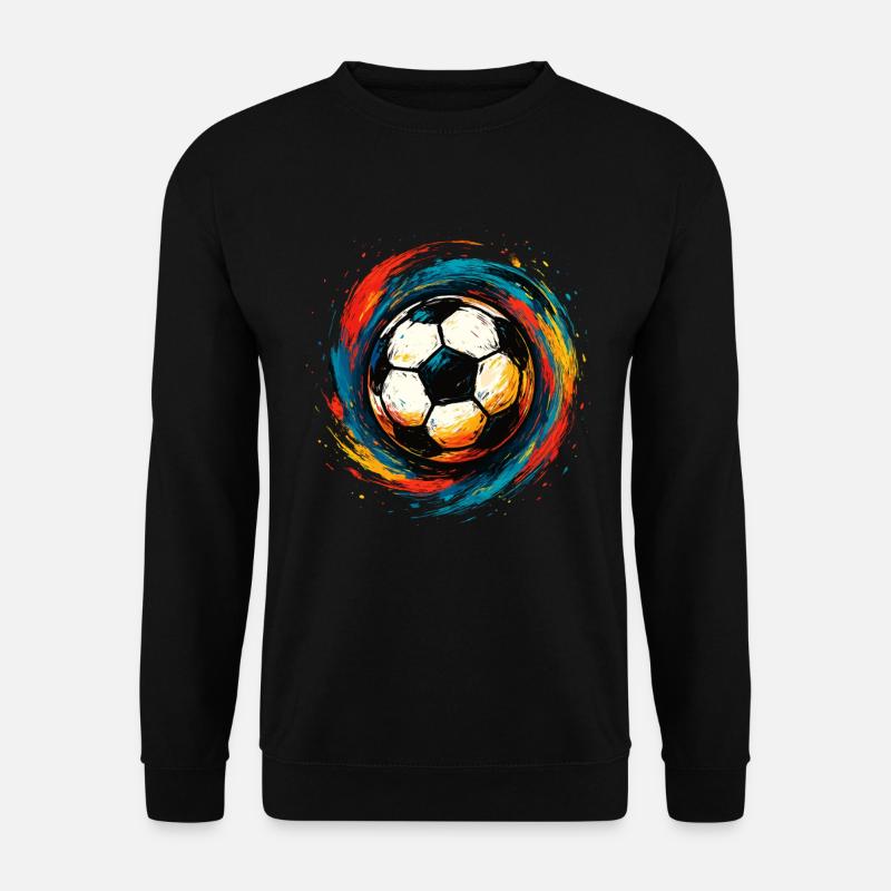 Bunter Fußball – Kunstvolles Splash Design - Unisex Pullover - Schwarz