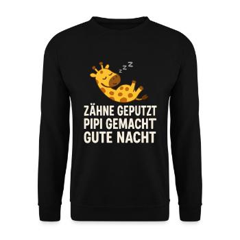 Teeth brushed, done, good night – giraffe - Unisex Sweatshirt - black - Front - Alina (178cm) & Michal (187cm)
