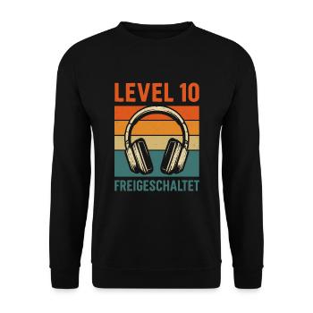 Niveau 10 Anniversaire débloqué - Sweat-shirt Unisexe - noir - Devant - Alina (178cm) & Michal (187cm)