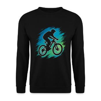 Mountain bike silhouette in vintage style - Unisex Sweatshirt - black - Front - Alina (178cm) & Michal (187cm)