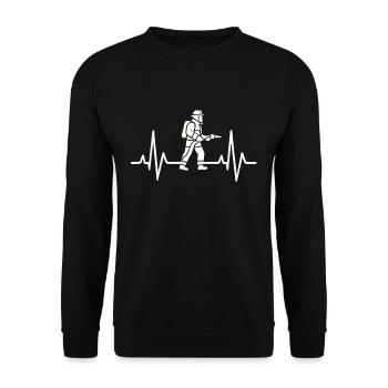 Battement de cœur des pompiers – les pompiers en action - Sweat-shirt Unisexe - noir - Devant - Alina (178cm) & Michal (187cm)