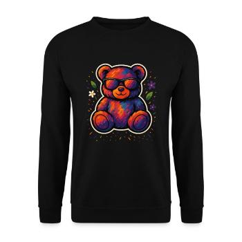 Cool colorful bear with sunglasses - Unisex Sweatshirt - black - Front - Alina (178cm) & Michal (187cm)