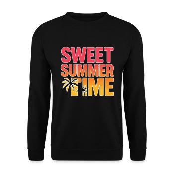 Sweet Summer Time – Summer Palm Tree Design - Unisex Sweatshirt - black - Front - Alina (178cm) & Michal (187cm)