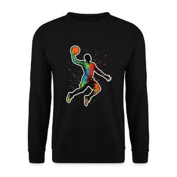 Basketball Splash Dunk – Color explosion in motion - Unisex Sweatshirt - black - Front - Alina (178cm) & Michal (187cm)
