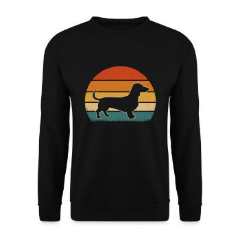 Vintage Dachshund Silhouette – Retro Sunset - Unisex Sweatshirt - black - Front - Alina (178cm) & Michal (187cm)