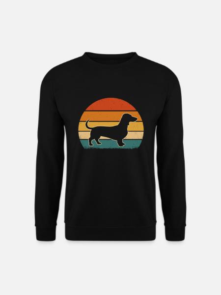 Vintage Dackel Silhouette – Retro Sonnenuntergang - Unisex Pullover - Schwarz