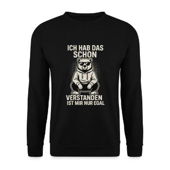 J’ai compris, je m’en fiche | Drôle - Sweat-shirt Unisexe - noir - Devant - Alina (178cm) & Michal (187cm)