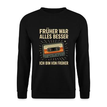 Tout était mieux dans le passé – cassette rétro - Sweat-shirt Unisexe - noir - Devant - Alina (178cm) & Michal (187cm)