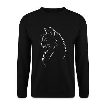 Elegant Cat Profile | Minimalist Cating - Unisex Sweatshirt - black - Front - Alina (178cm) & Michal (187cm)