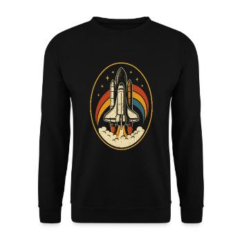 Retro Space Shuttle – Rocket Launch Vintage - Unisex Sweatshirt - black - Front - Alina (178cm) & Michal (187cm)
