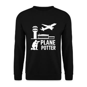 Plane – Flugzeugspotter Design - Unisex Pullover - Schwarz - Vorne - Alina (178cm) & Michal (187cm)