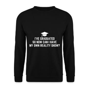 Lustige Highschool-Abschlusskleidung - Unisex Pullover - Schwarz - Vorne - Alina (178cm) & Michal (187cm)