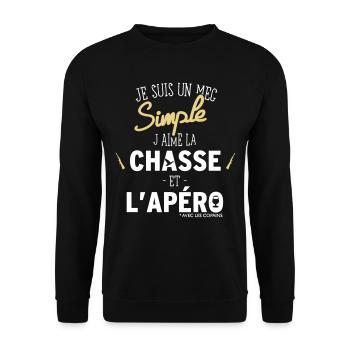 I am a simple guy I like hunting and aperitif - Unisex Sweatshirt - black - Front - Alina (178cm) & Michal (187cm)