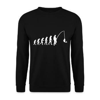 Angeln - Evolution - Geschenk - Fischer - Fischen - Unisex Pullover - Schwarz - Vorne - Alina (178cm) & Michal (187cm)