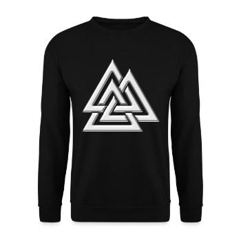Valknut, Wotan's Knot, Walknot, Odin, Valhalla - Unisex Sweatshirt - black - Front - Alina (178cm) & Michal (187cm)