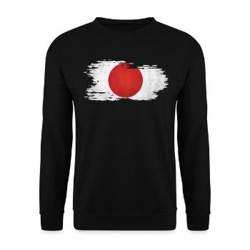 Japan - Nationalfahne, Pinseleffekt - Unisex Pullover - Schwarz - Vorne - Alina (178cm) & Michal (187cm)