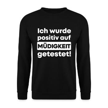 Lustiger Spruch Müdigkeit Faultier - Unisex Pullover - Schwarz - Vorne - Alina (178cm) & Michal (187cm)