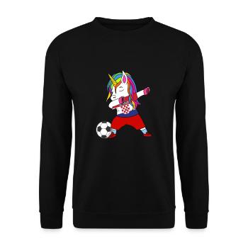Kroatien-fußball-tupfendes Geschenk - Unisex Pullover - Schwarz - Vorne - Alina (178cm) & Michal (187cm)