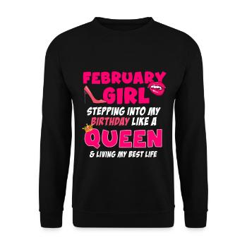 Februar Mädchen Geburtstagsgeschenk - Unisex Pullover - Schwarz - Vorne - Alina (178cm) & Michal (187cm)