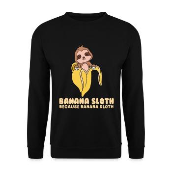 Paresseux bananier - Sweat-shirt Unisexe - noir - Devant - Alina (178cm) & Michal (187cm)