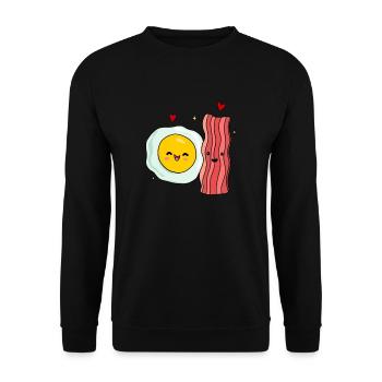 Egg Fried Egg Bacon Couple - Unisex Sweatshirt - black - Front - Alina (178cm) & Michal (187cm)