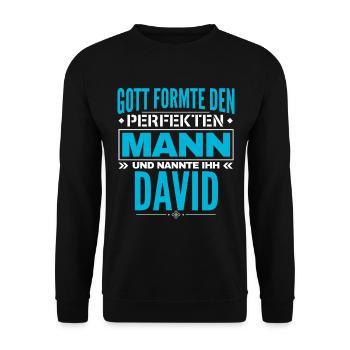 David Name Design - Unisex Pullover - Schwarz - Vorne - Alina (178cm) & Michal (187cm)